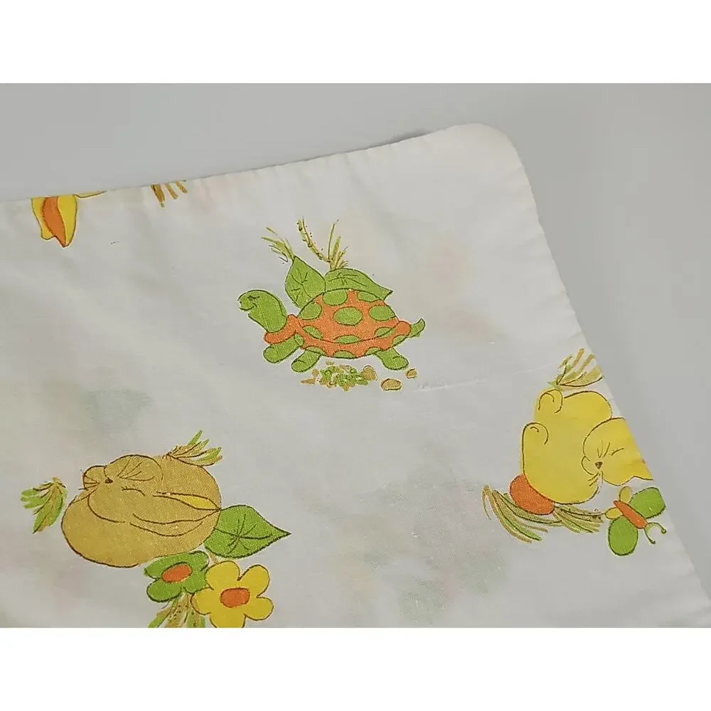 Set of Two Baby Toddler Vintage Pillowcases Turtle Bunny 17.5 x 12.25